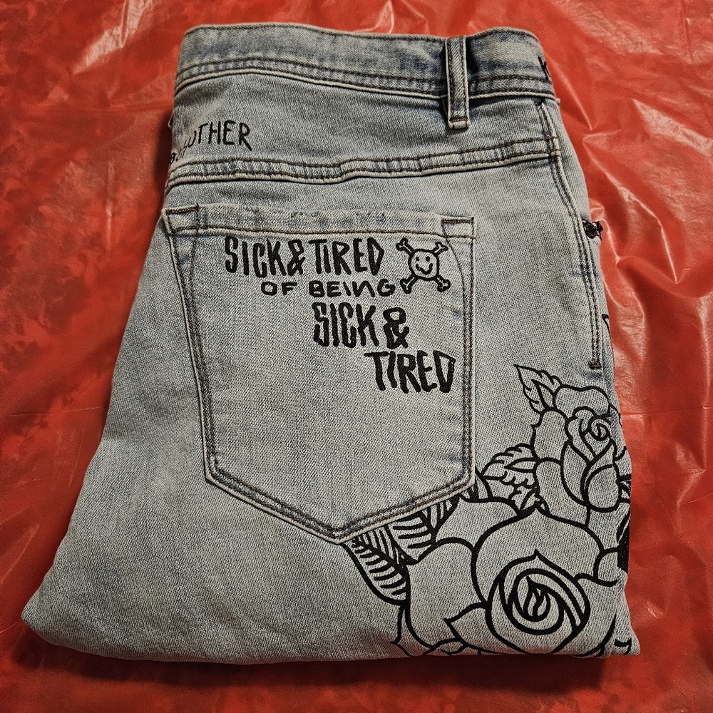 Rogue Printed Light Wash Skinny Jean 34 Waist - Picture 5 of 12